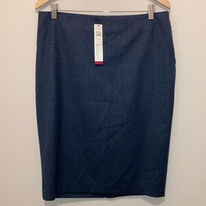 Talbots Italian Flannel  99%wool Denim colored Pencil Skirt. Lined